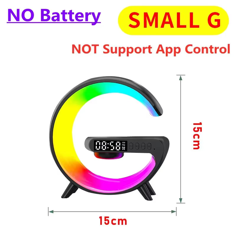 Wireless Charger Pad Stand Bluetooth Speaker TF RGB Night Light 15W Phone Fast Charging Station for Iphone Samsung Xiaomi Huawei