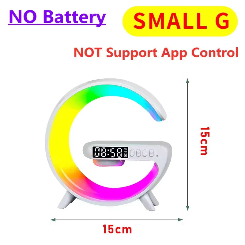 Wireless Charger Pad Stand Bluetooth Speaker TF RGB Night Light 15W Phone Fast Charging Station for Iphone Samsung Xiaomi Huawei