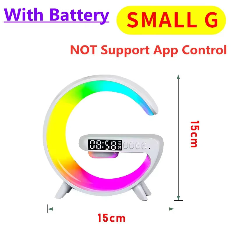 Wireless Charger Pad Stand Bluetooth Speaker TF RGB Night Light 15W Phone Fast Charging Station for Iphone Samsung Xiaomi Huawei